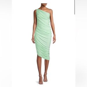 Norma Kamali Diana Ruched One-Shoulder Midi-Dress